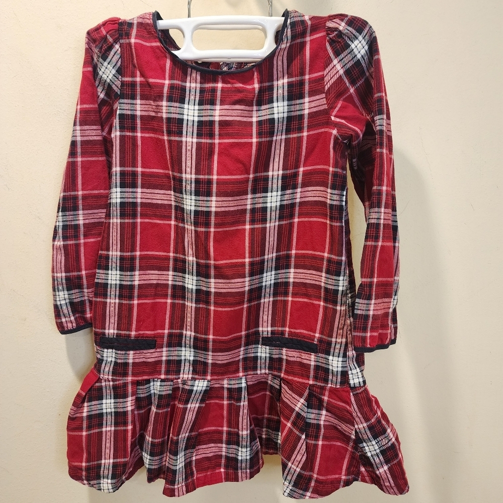Baby Gap Red Plaid Long Sleeve Cotton  Dress Size 4yrs